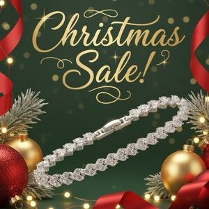 Heart design - Fashion rhinestone tennis bracelet. Silver plated